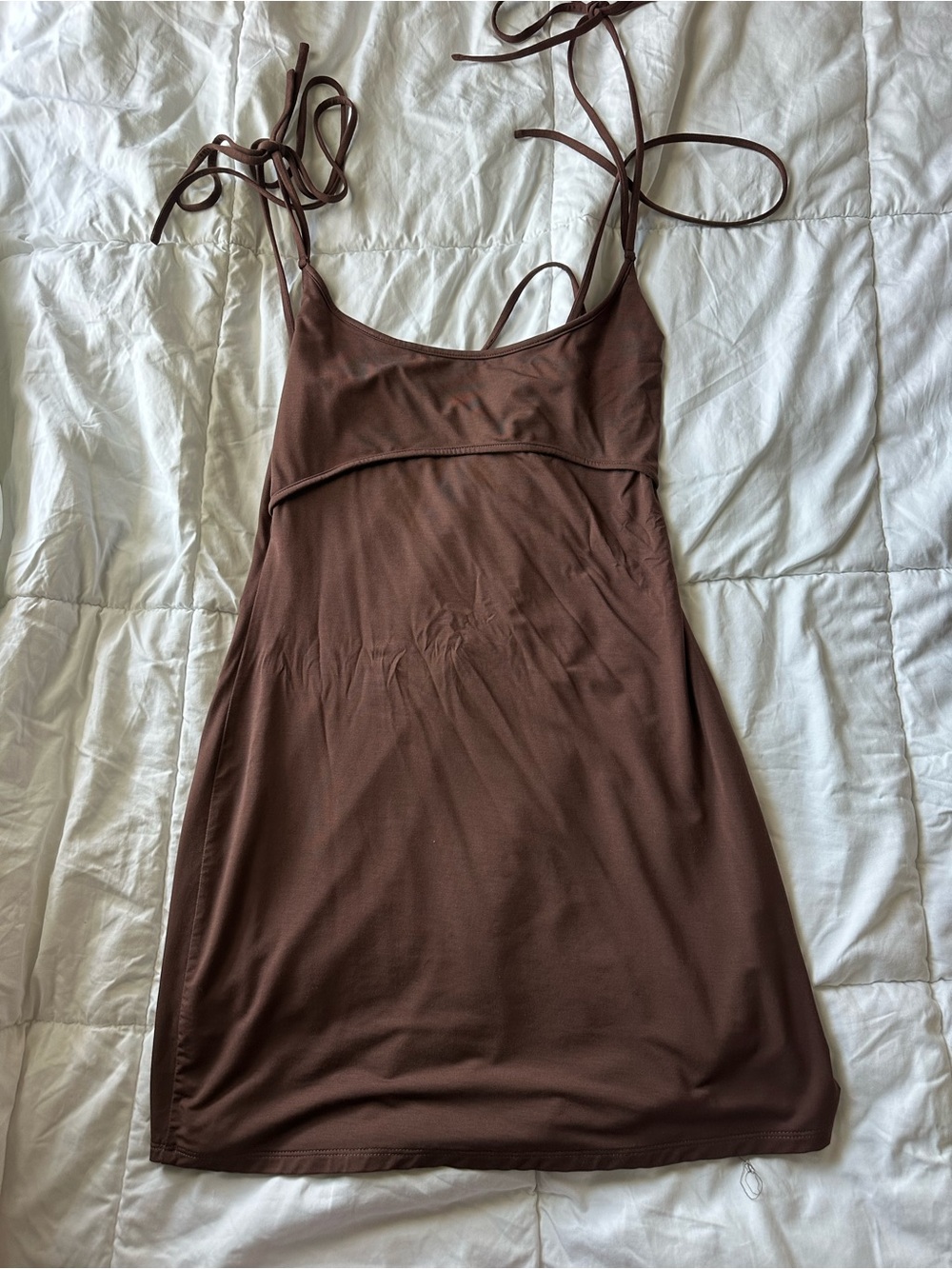Brown Tie-Strap Mini Dress